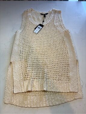 BCBGMaxAzria Cream Open-Weave Tank Sweater